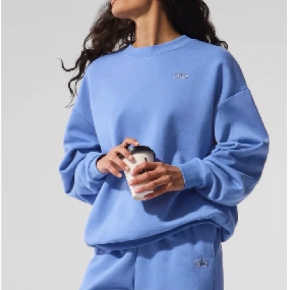 ALO Yoga Accolade Crew Neck Pullover Small Crystal Clear NWT